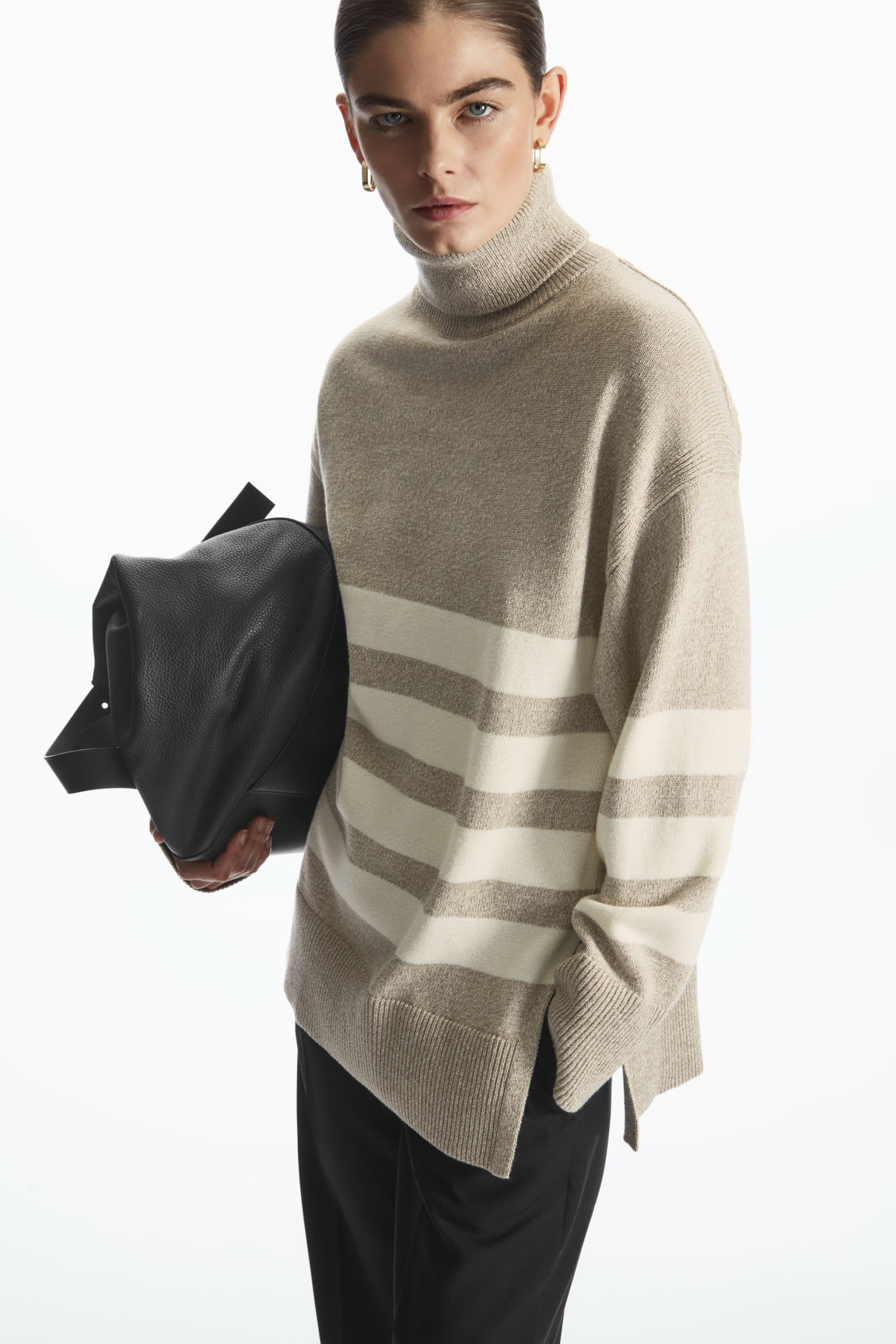 STRIPED WOOL TURTLENECK JUMPER