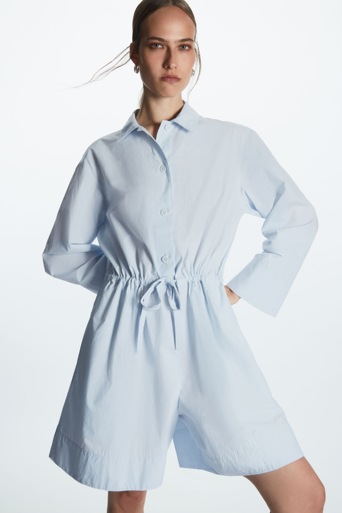 LONG-SLEEVED POPLIN PLAYSUIT