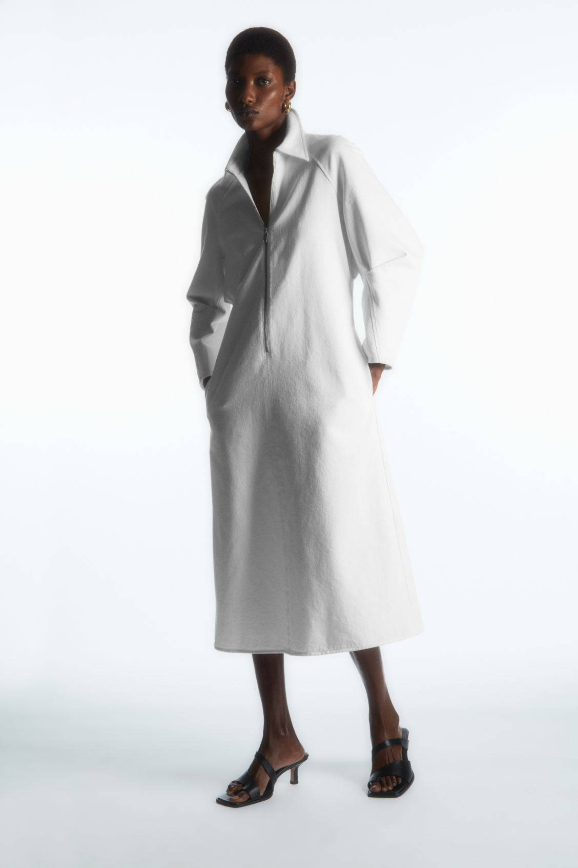 ZIP-UP DENIM SHIRT DRESS