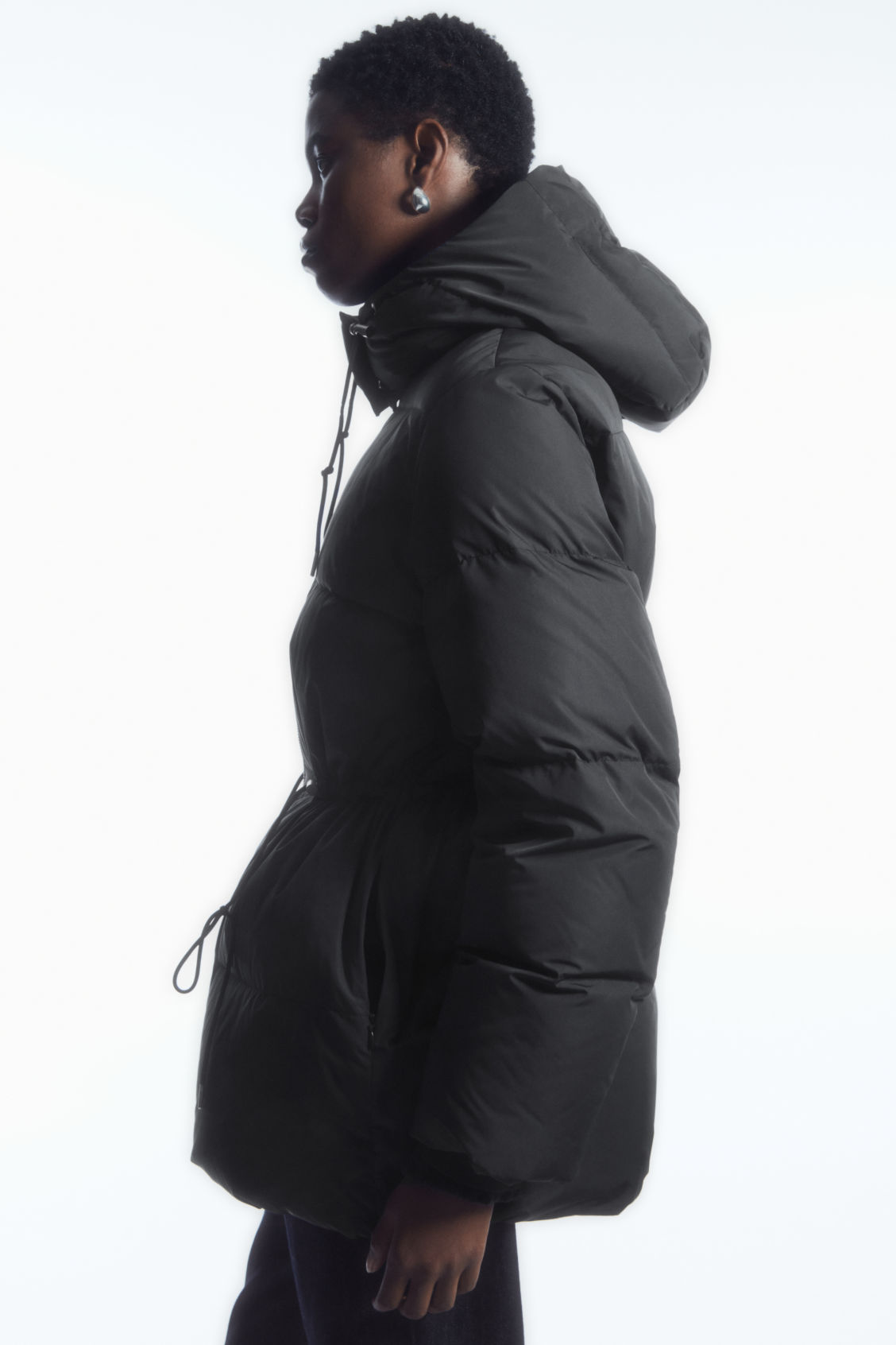 DRAWSTRING-WAIST PUFFER COAT