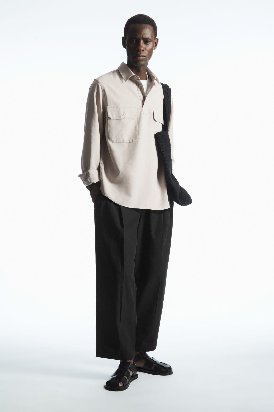 WIDE-LEG ELASTICATED TROUSERS