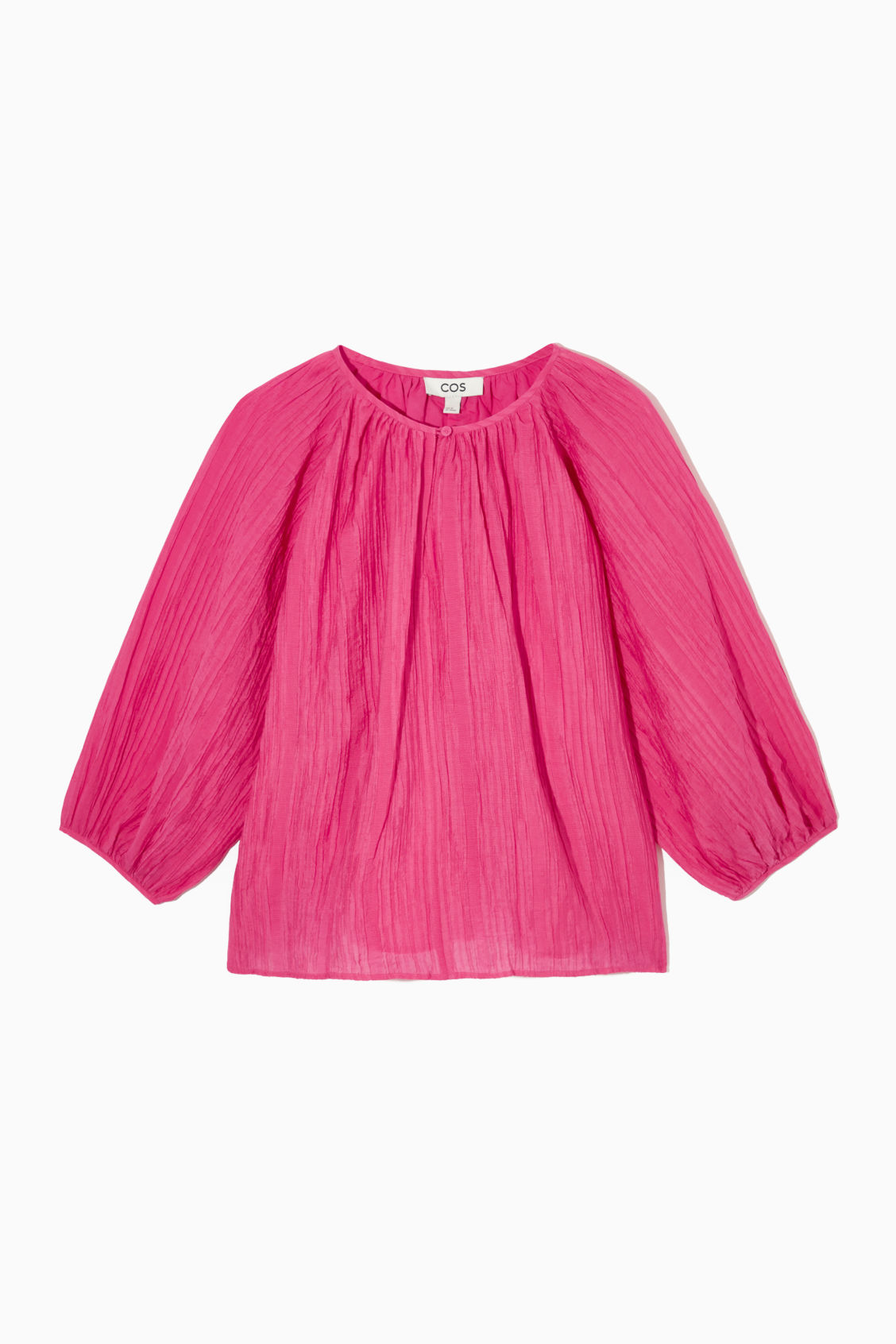PUFF-SLEEVE SEERSUCKER BLOUSE