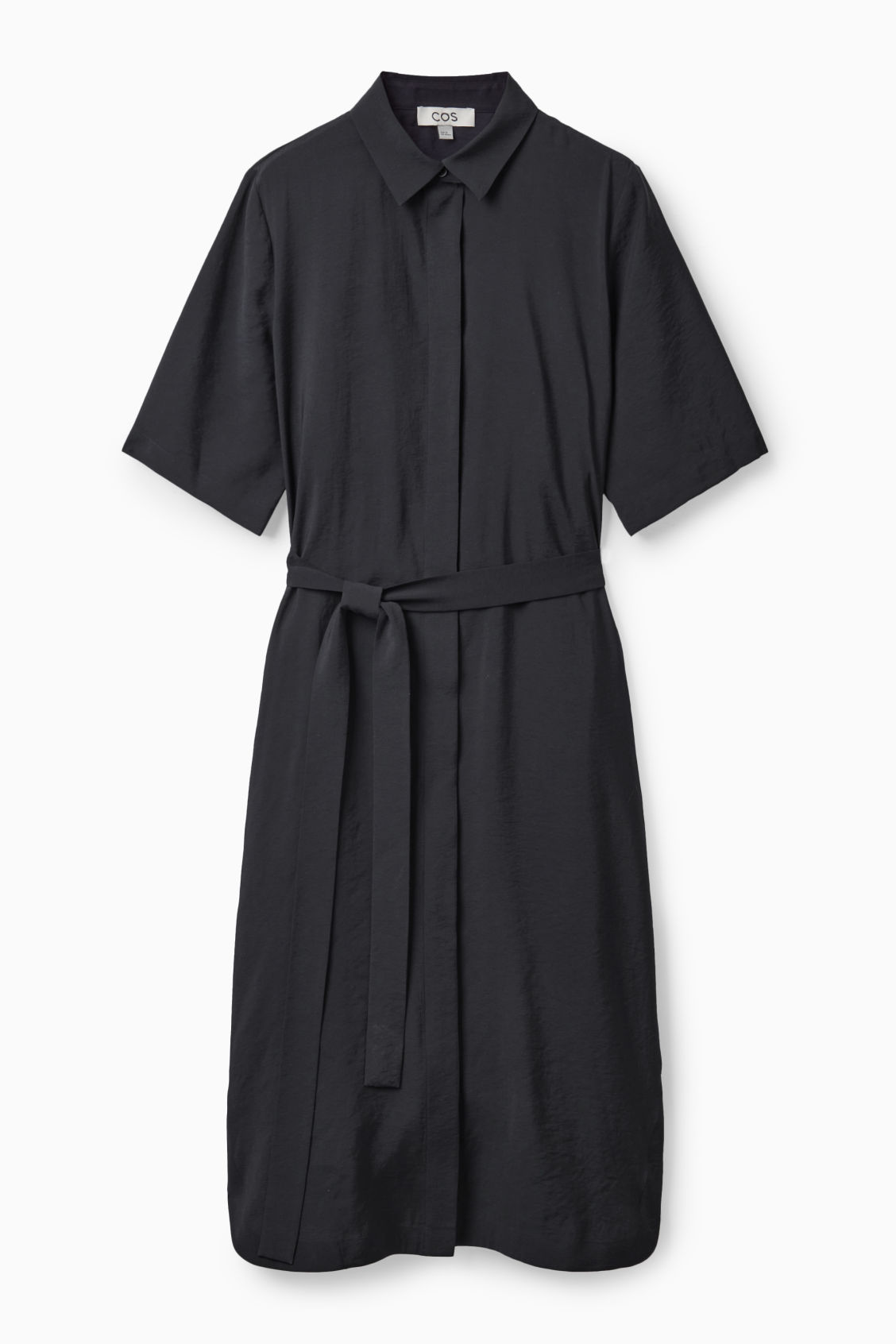BELTED MIDI SHIRT DRESS