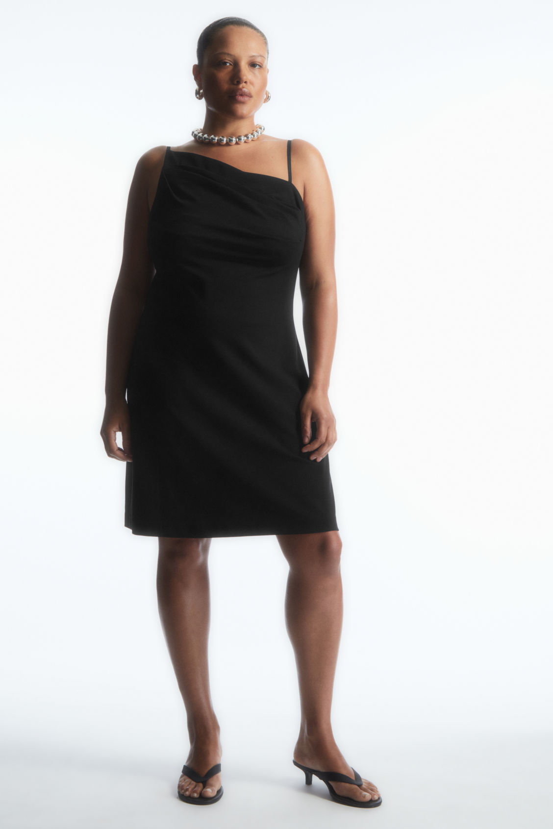 ASYMMETRIC DRAPED MINI DRESS