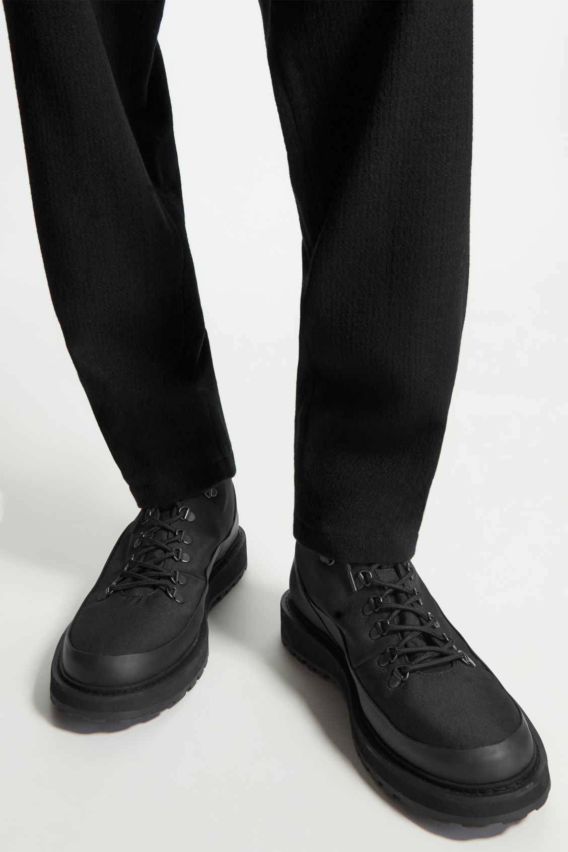 LEATHER-TRIMMED HIKING BOOTS