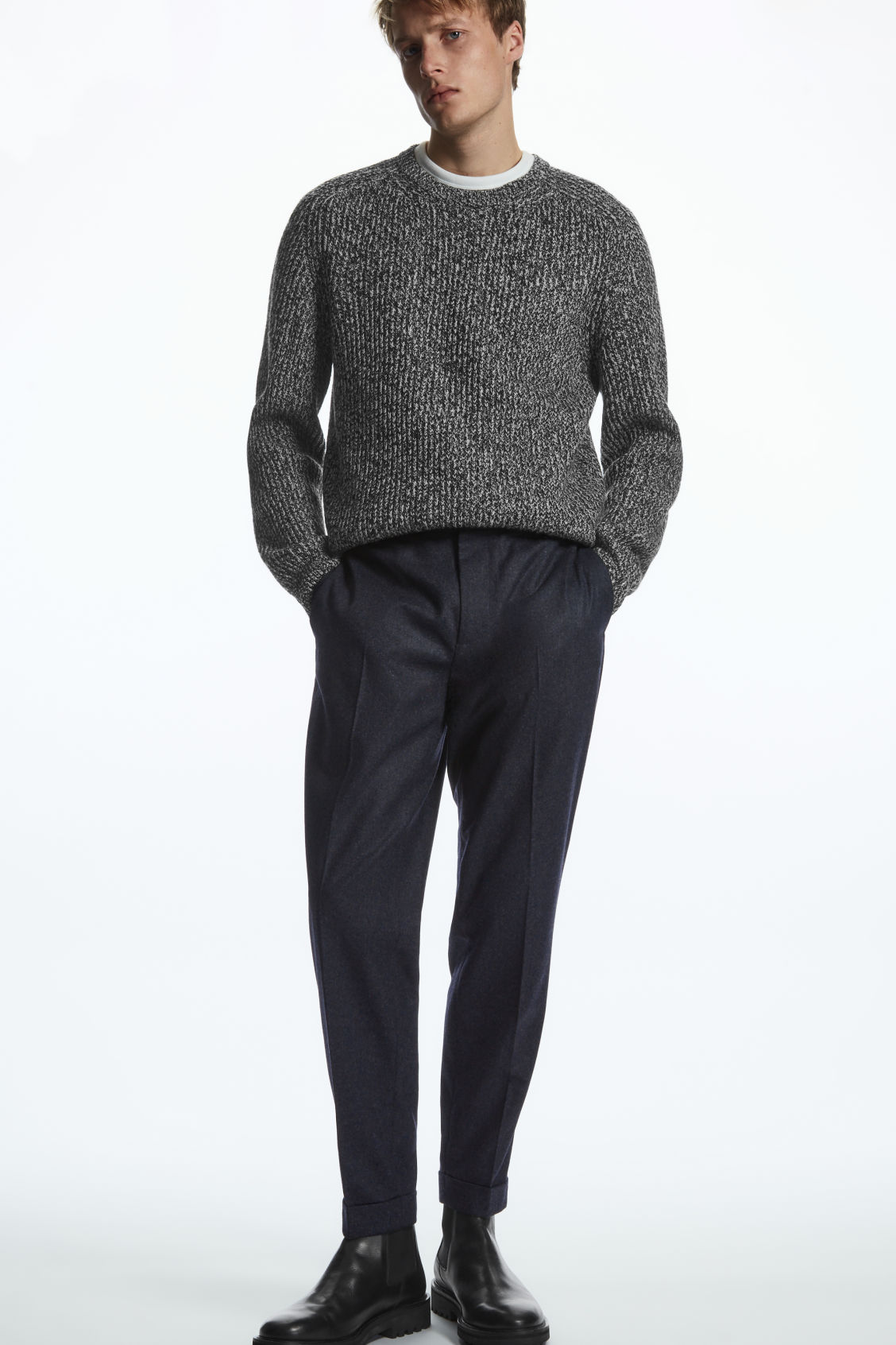 TAPERED WOOL TROUSERS