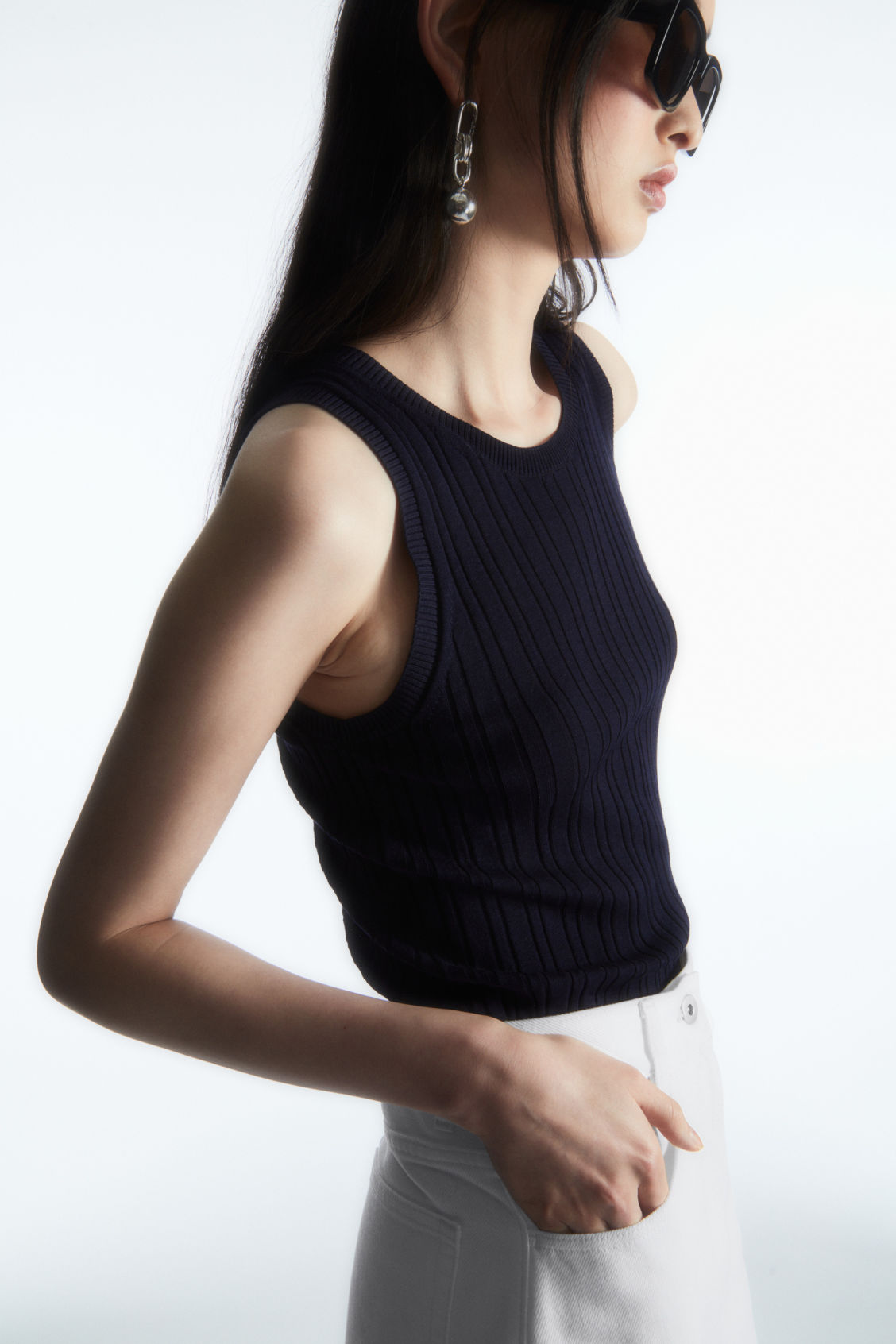 RIBBED-KNIT SILK TANK TOP