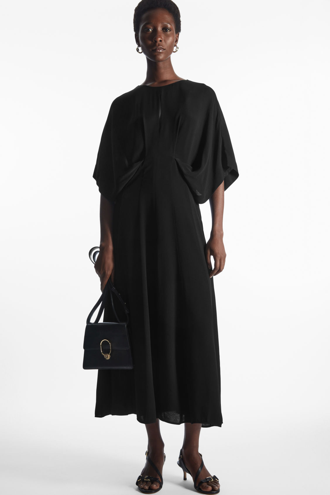 DRAPED PLEATED MAXI DRESS