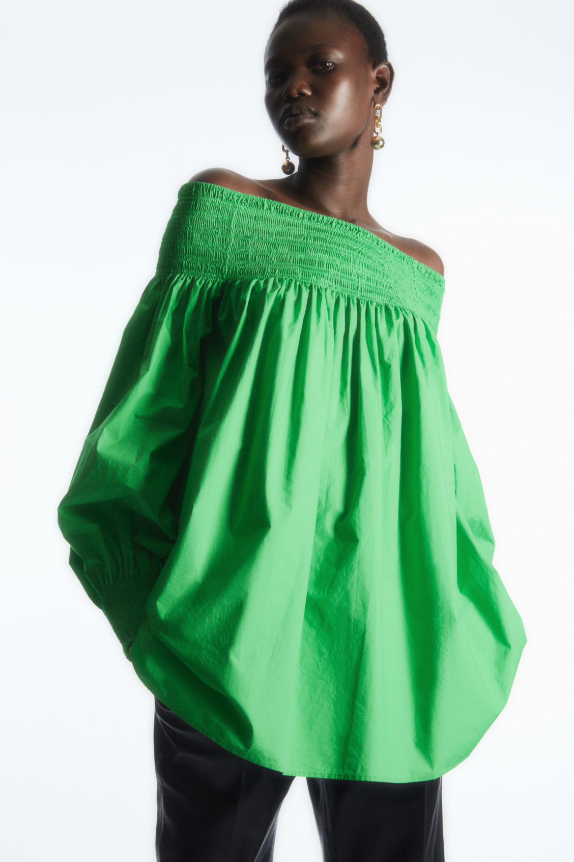 SMOCKED OFF-THE-SHOULDER TOP