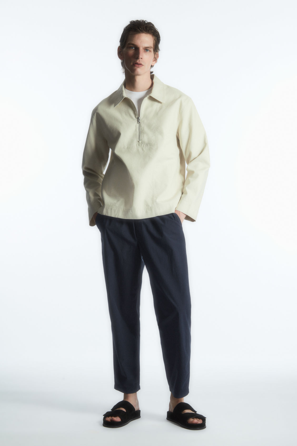 TAPERED POPLIN PULL-ON TROUSERS