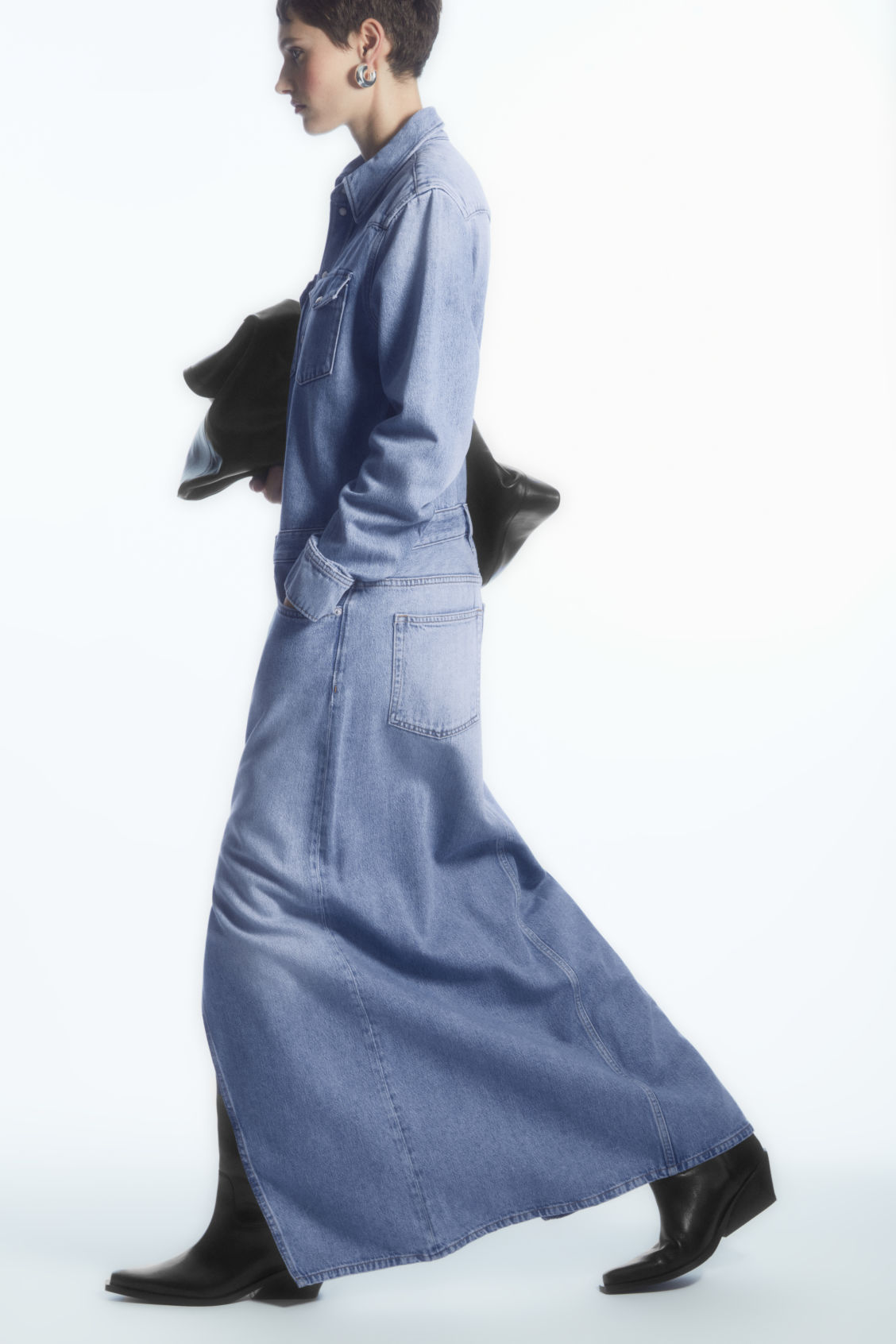 DENIM MAXI SHIRT DRESS