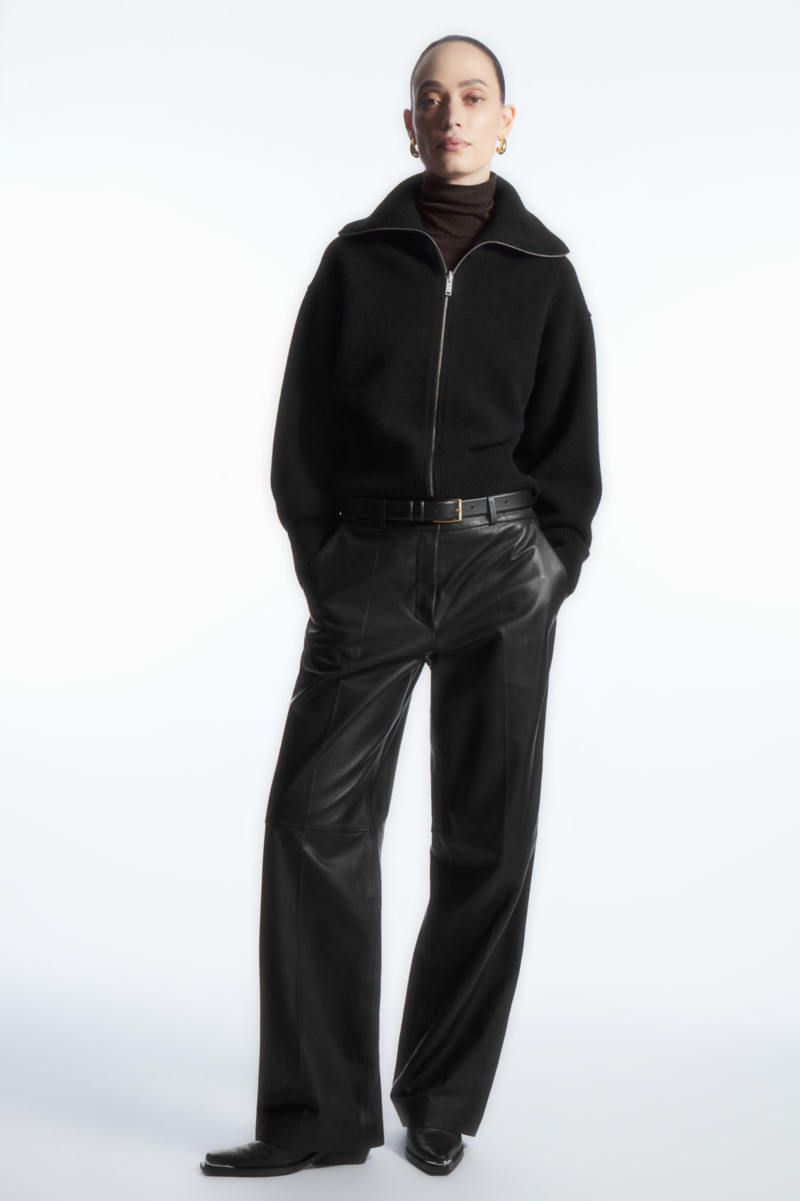 WAISTED KNITTED WOOL BOMBER JACKET