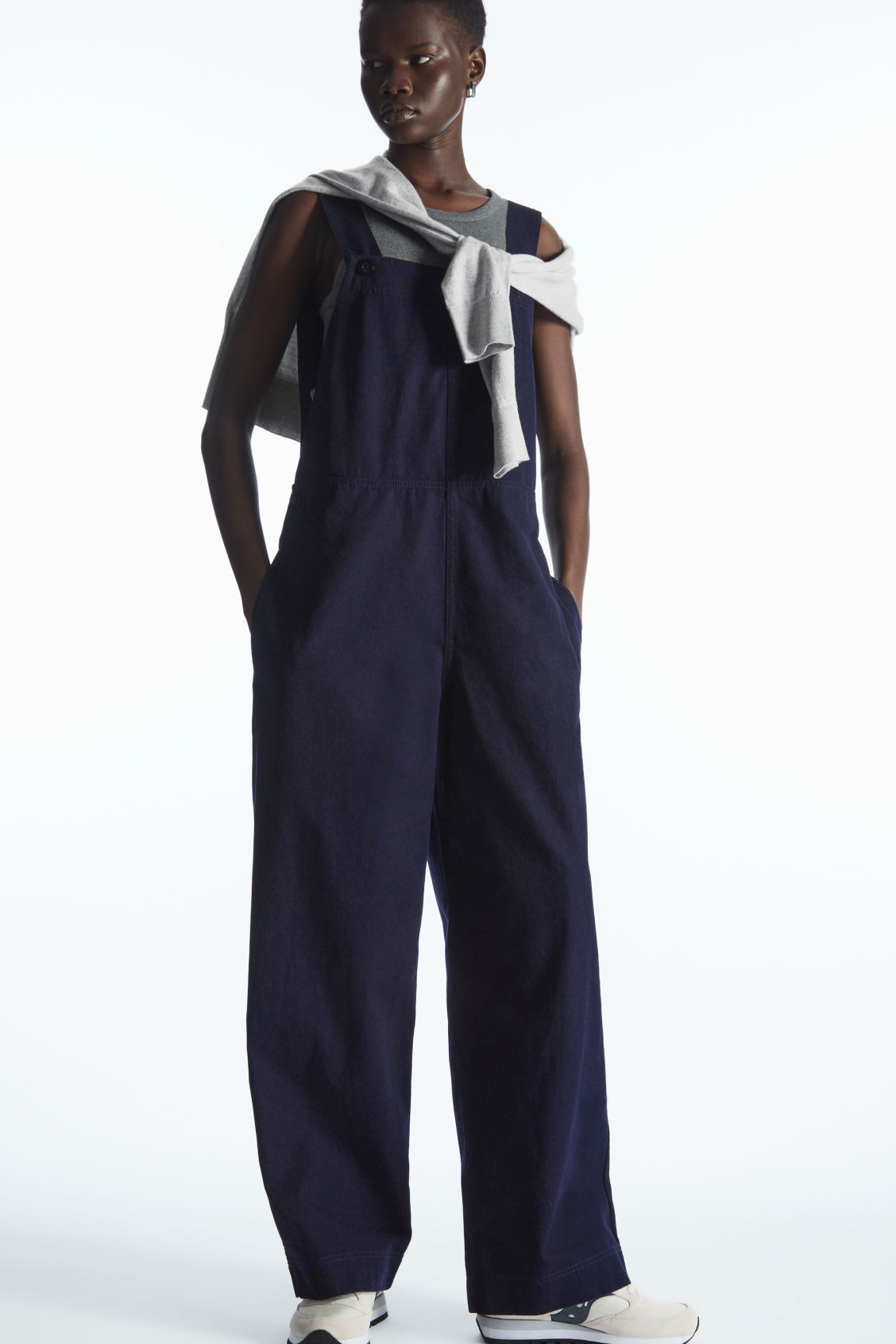 WRAP-BACK WIDE-LEG DUNGAREES