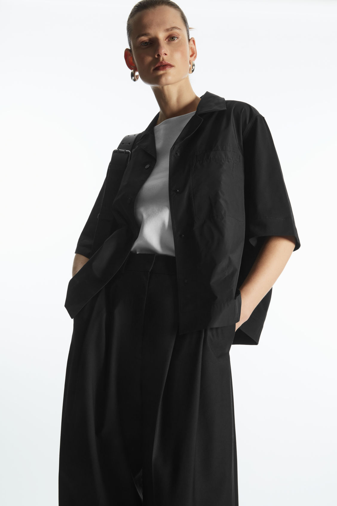 BOXY SHELL-PANEL BOWLING SHIRT