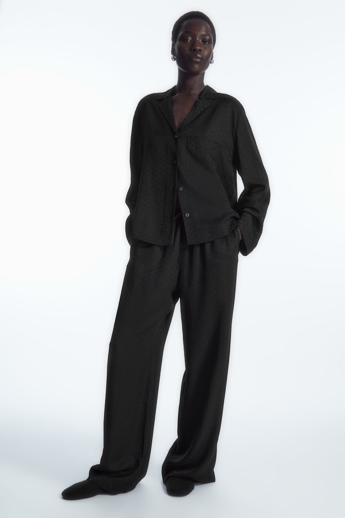 GEOMETRIC-JACQUARD SILK PYJAMA TROUSERS