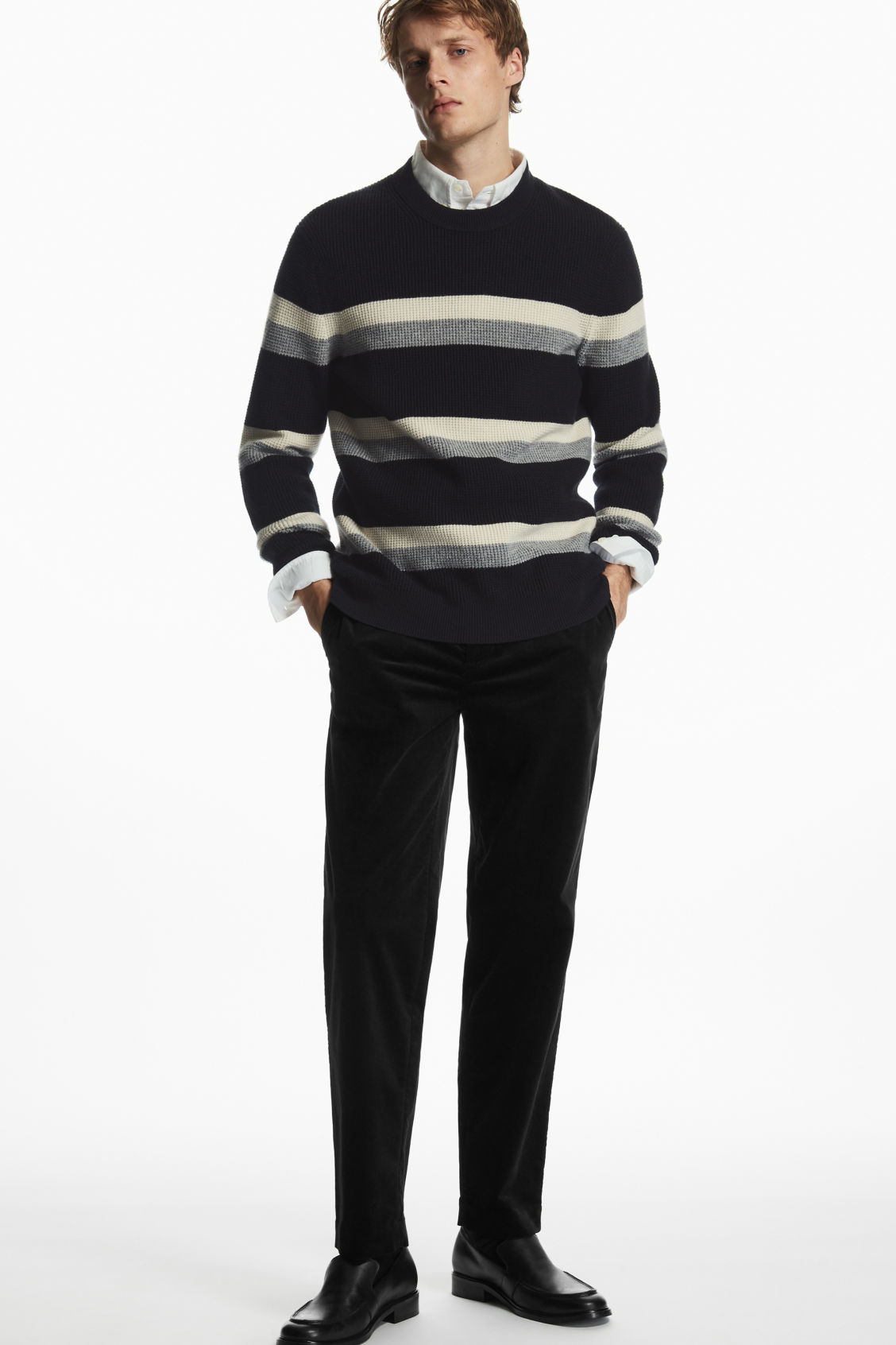STRAIGHT-LEG COTTON-MOLESKIN TROUSERS