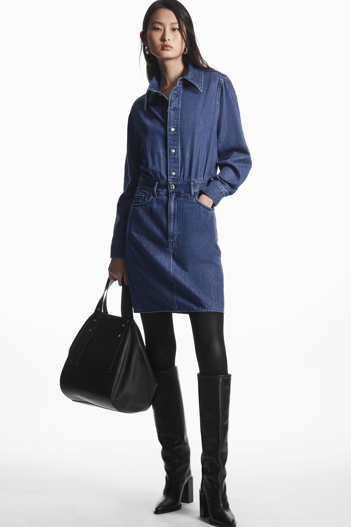 STRUCTURED DENIM SHIRT DRESS