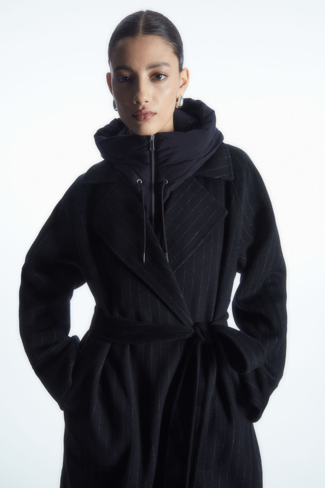HOODED MOCK COLLAR