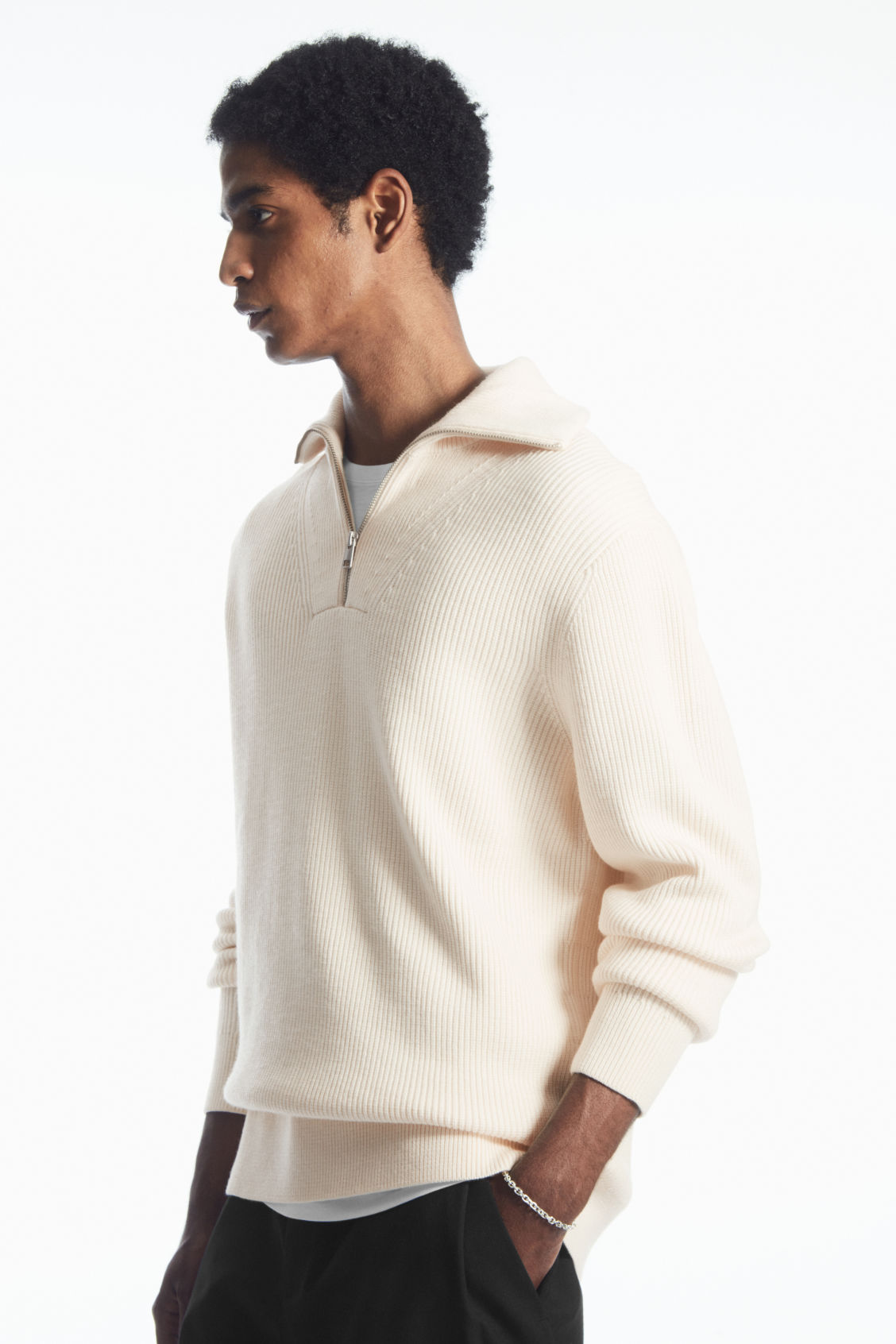 WOOL AND COTTON-BLEND HALF-ZIP JUMPER