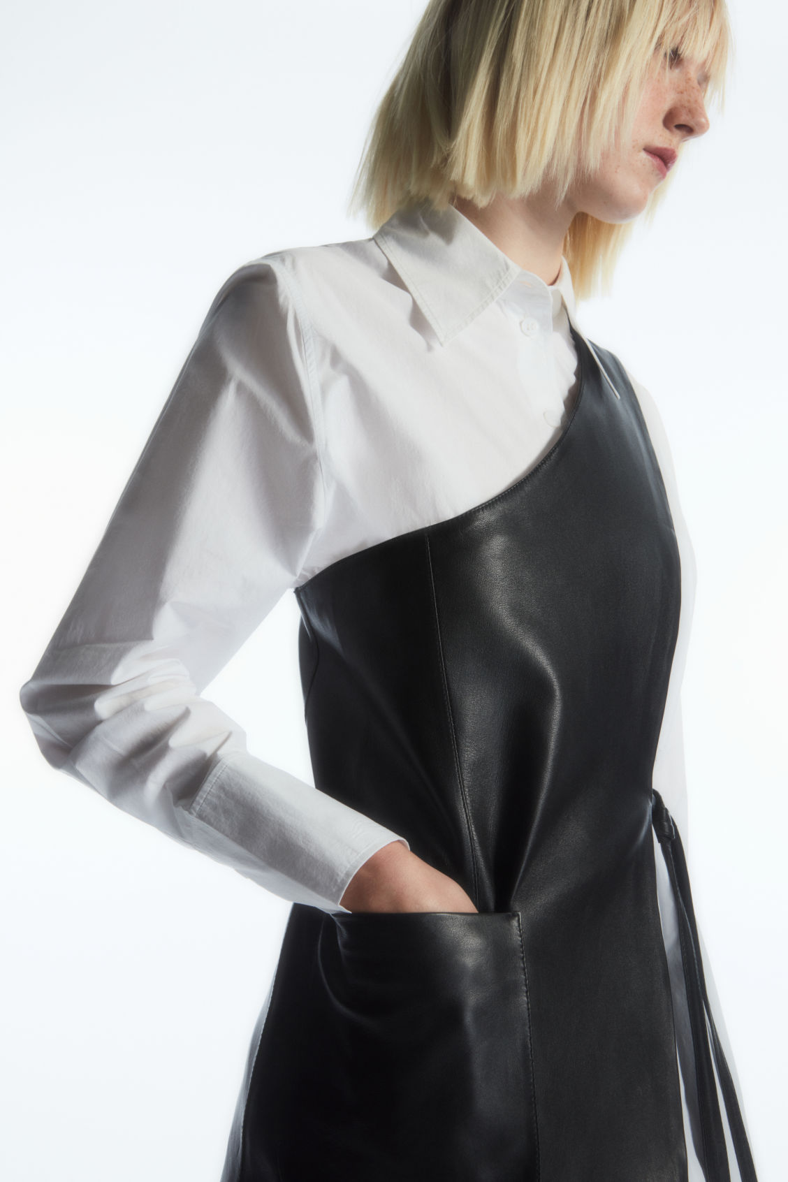 ASYMMETRIC LEATHER HYBRID VEST