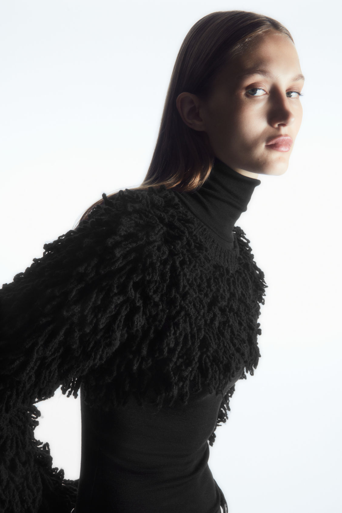 CROPPED LOOP-KNIT WOOL HYBRID JUMPER