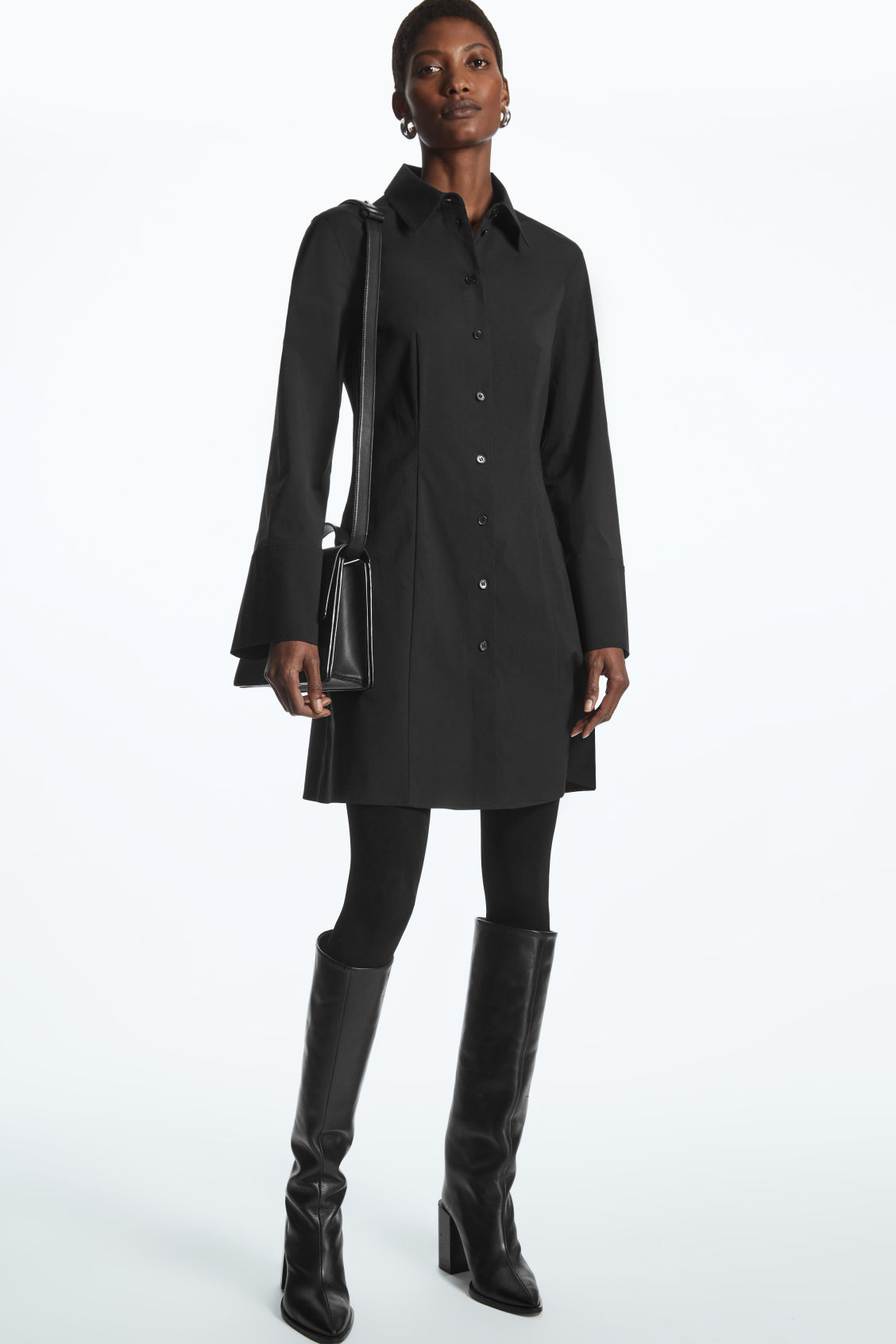 WAISTED MINI SHIRT DRESS