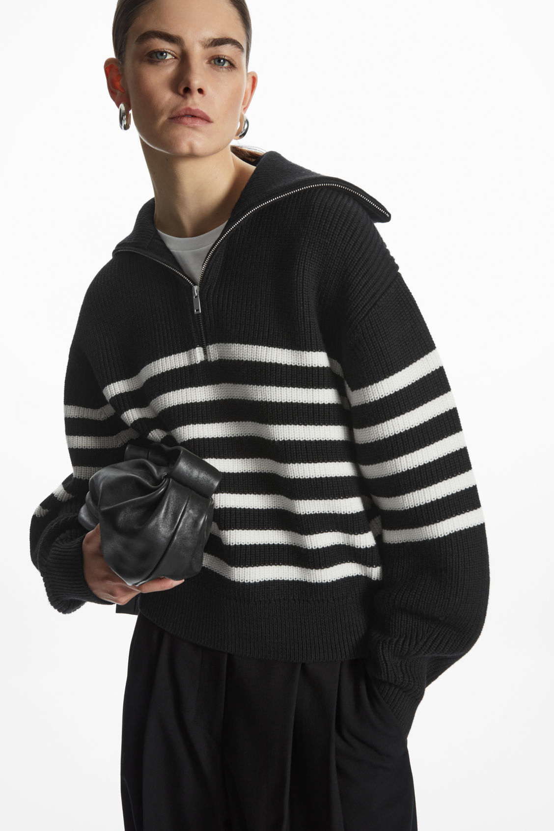 WOOL AND COTTON HALF-ZIP JUMPER
