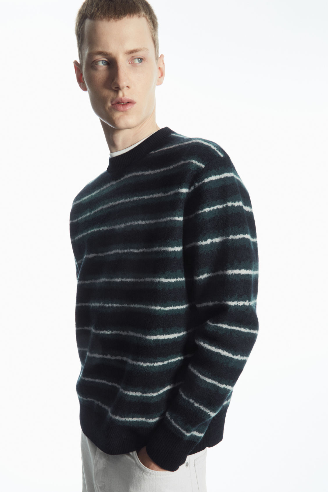 STRIPED BOILED-WOOL JUMPER