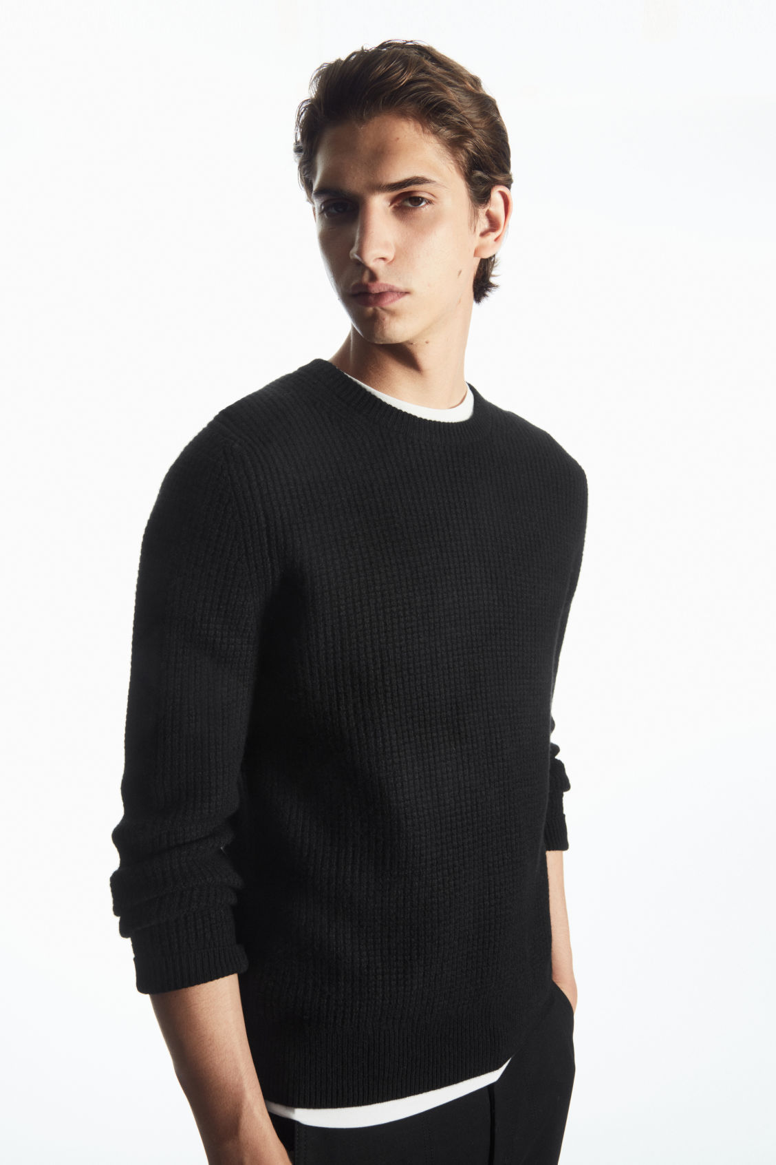 WAFFLE-KNIT PURE CASHMERE JUMPER
