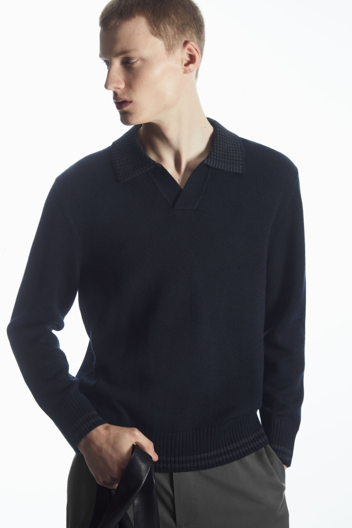 CONTRAST-TIPPED MERINO POLO SHIRT