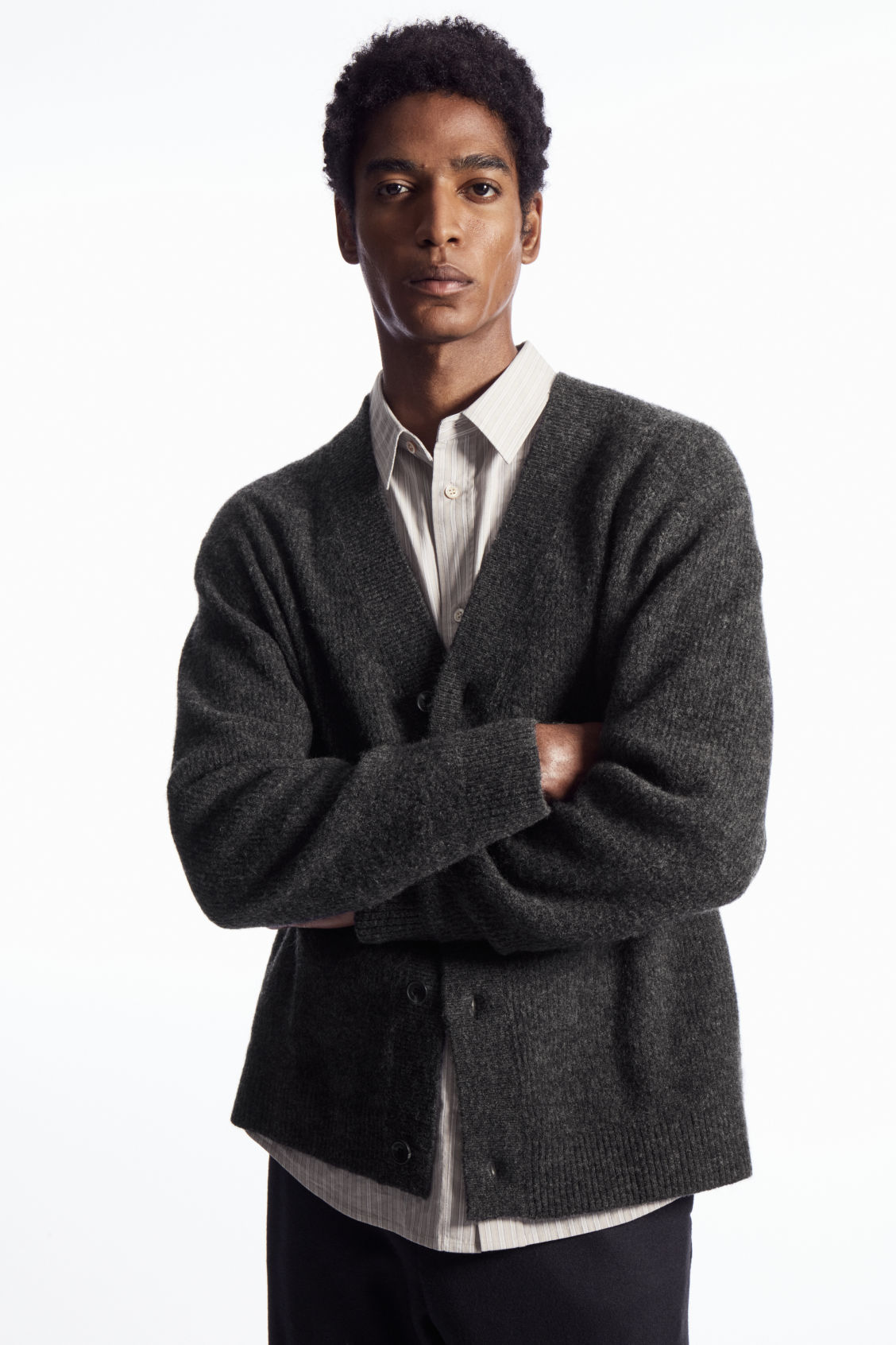 RIBBED WOOL-BLEND CARDIGAN