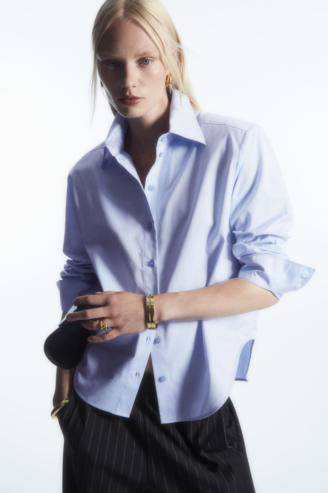 POWER-SHOULDER COTTON-BLEND SHIRT