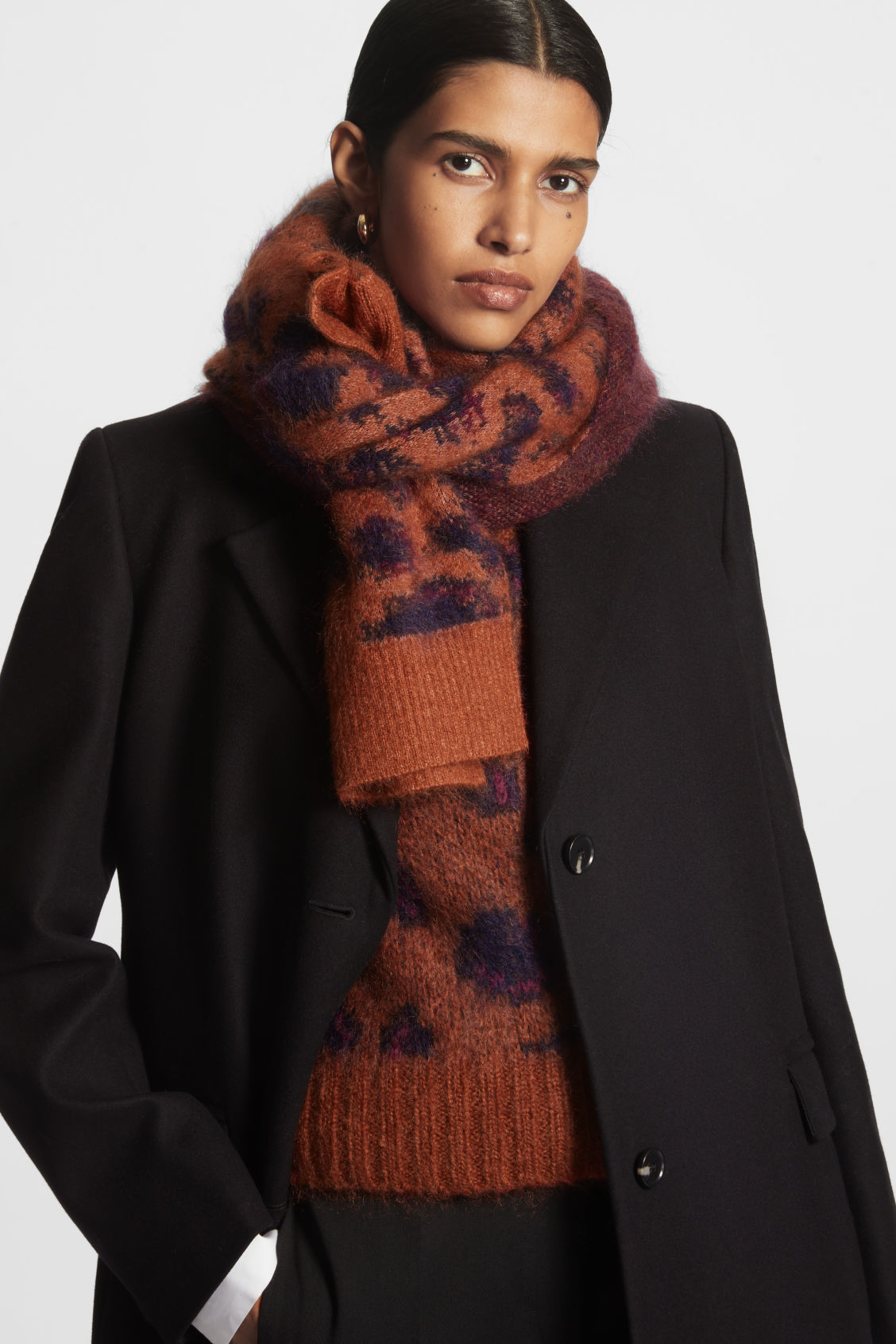 JACQUARD MOHAIR SCARF