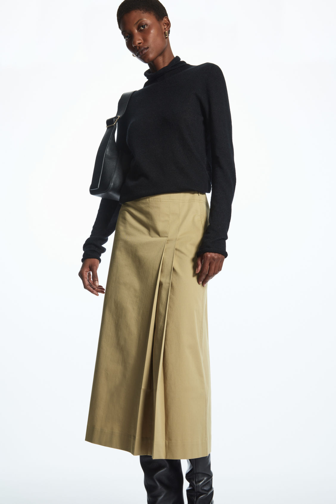 PLEATED MIDI WRAP SKIRT