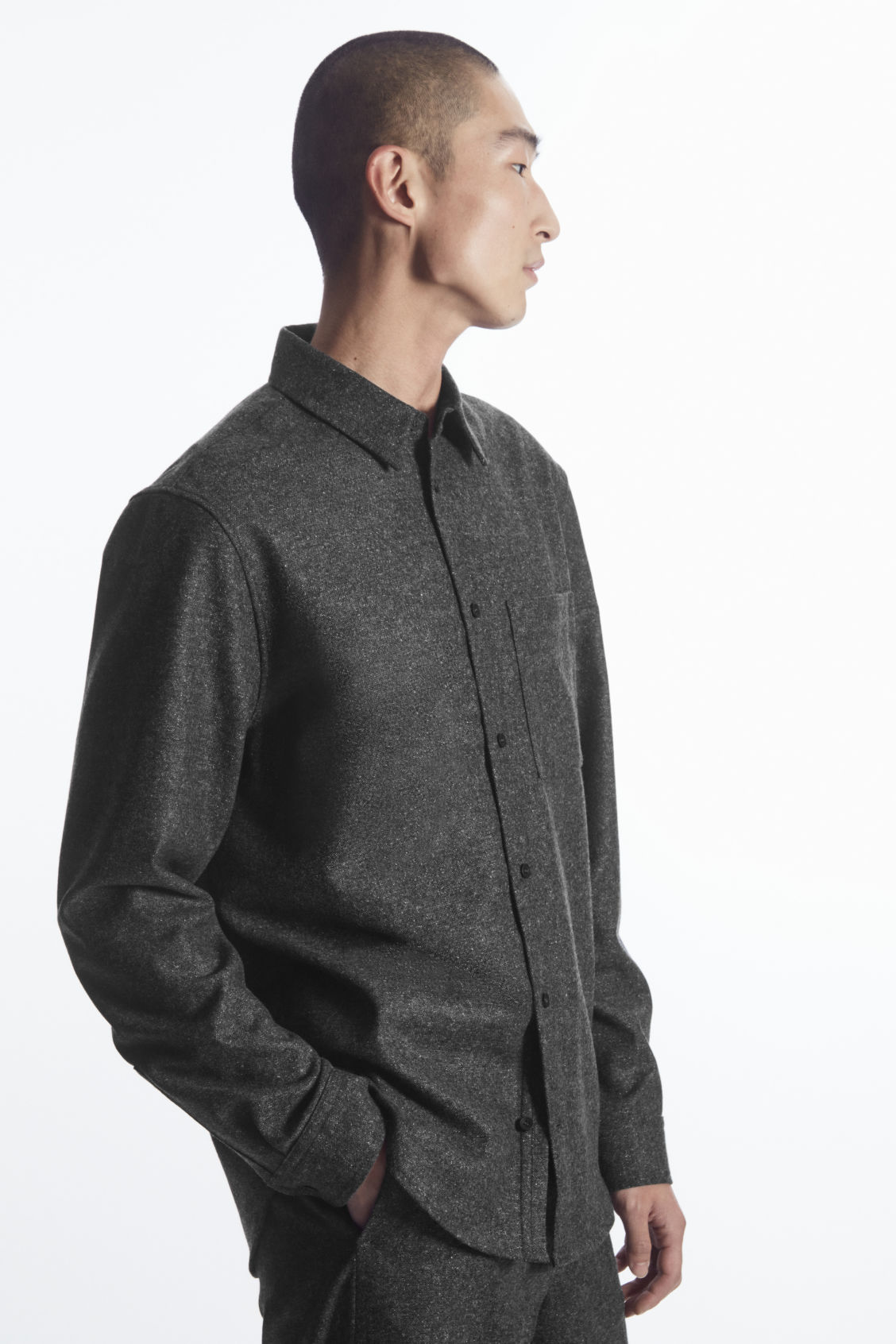 TEXTURED WOOL-JACQUARD SHIRT