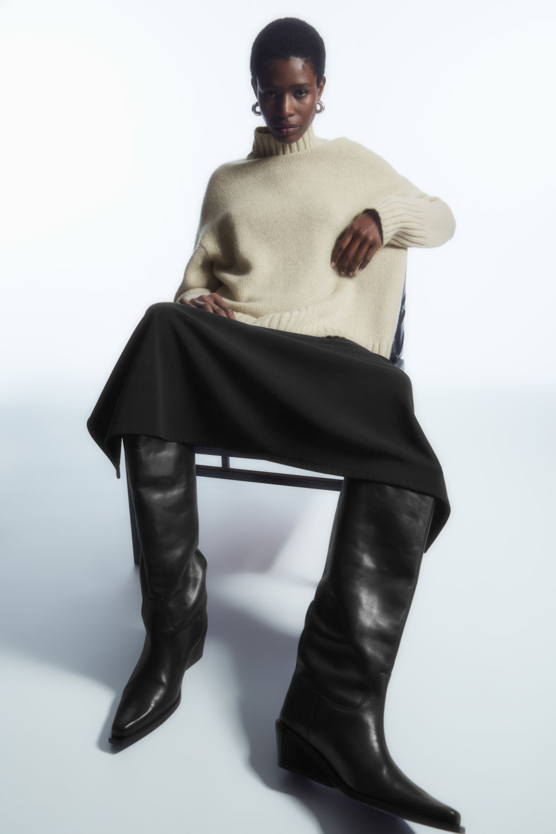 FUNNEL-NECK PURE CASHMERE JUMPER