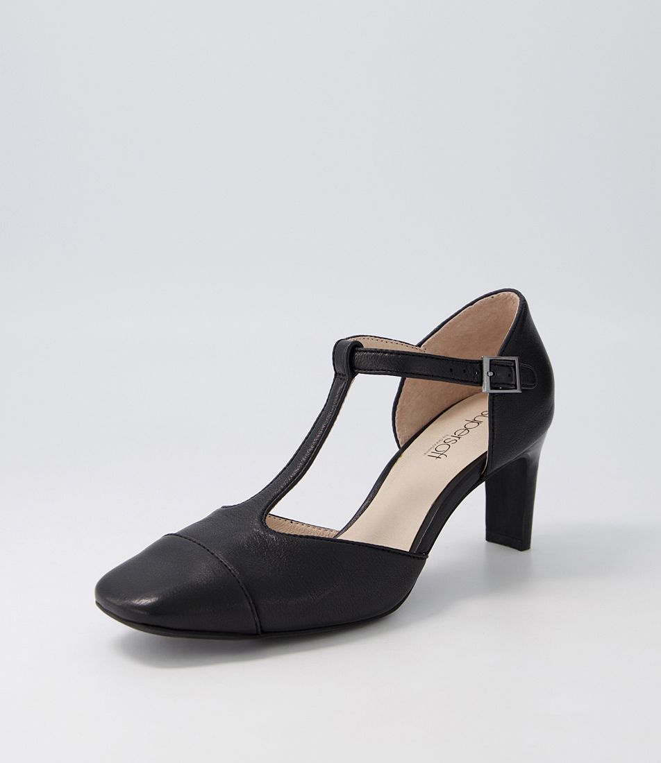 Beelieve Black Leather Mary Jane Heels