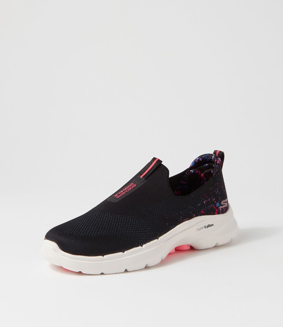 Go Walk 6 Black Multi Knit Sneakers
