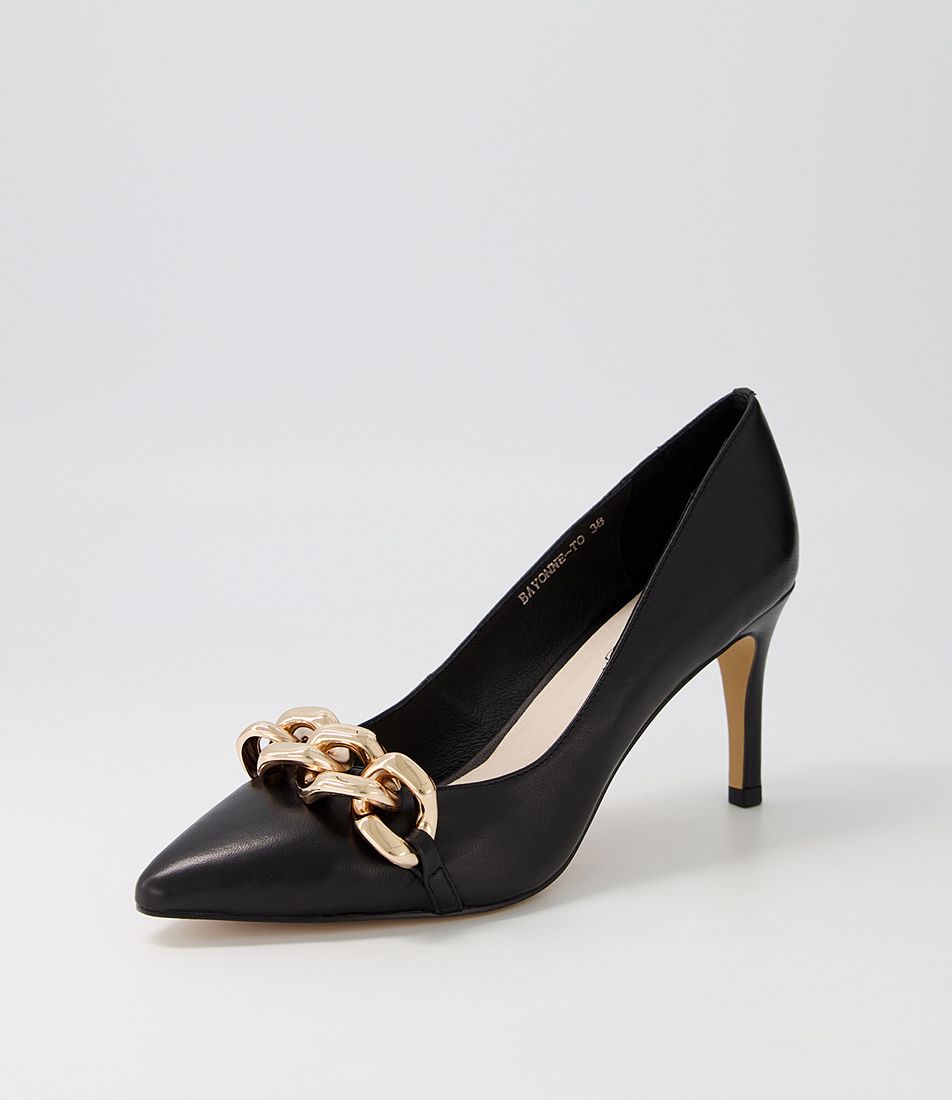Bayonne Black Leather Pump Heels