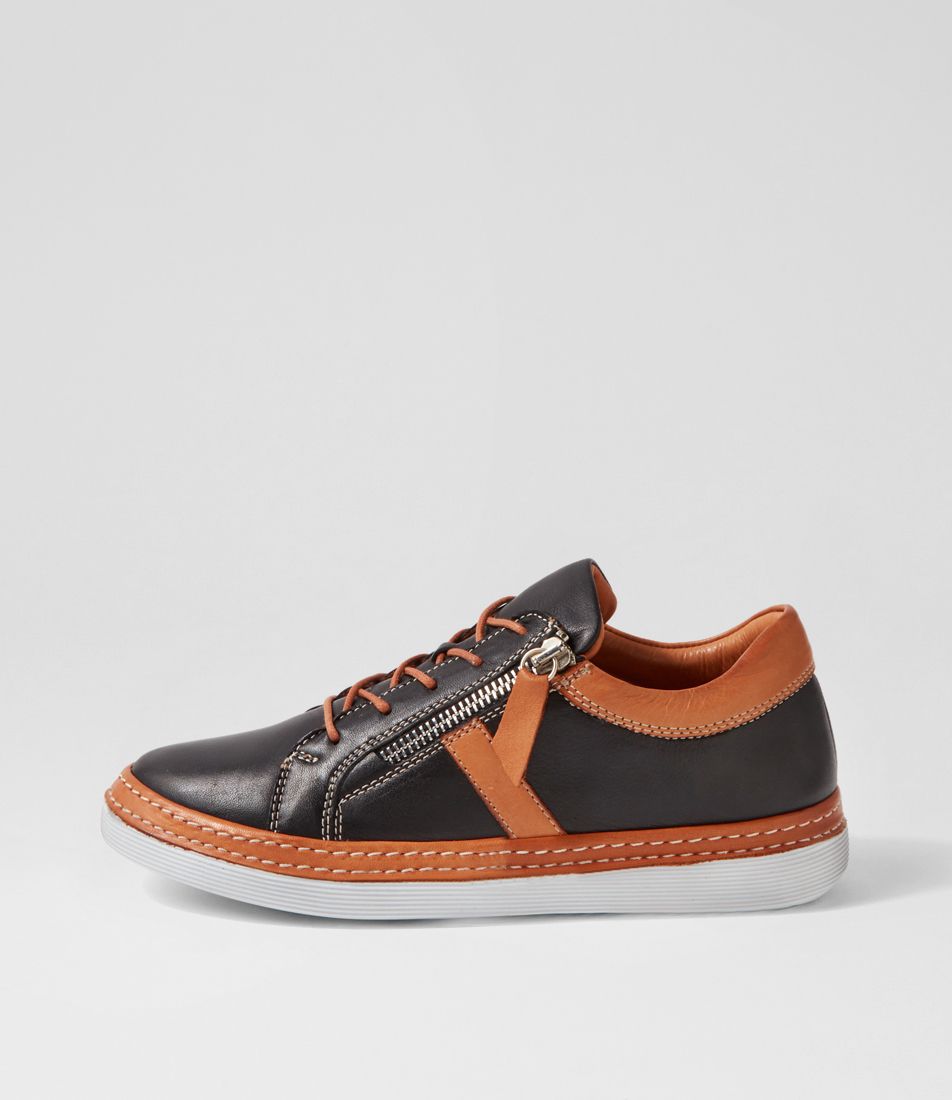 Hurena Black Tan Leather Sneakers