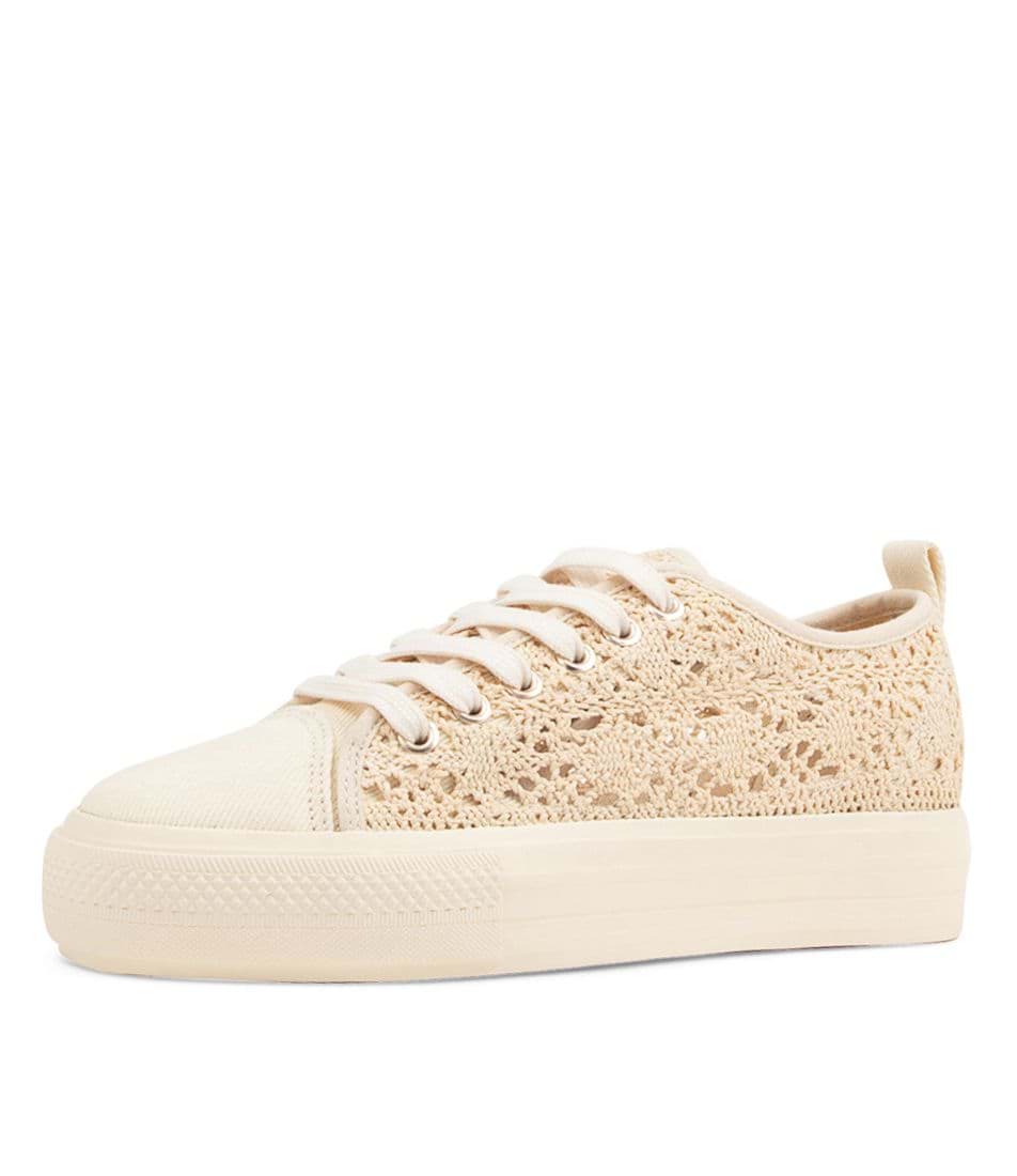 Denna Beige Fabric Sneakers