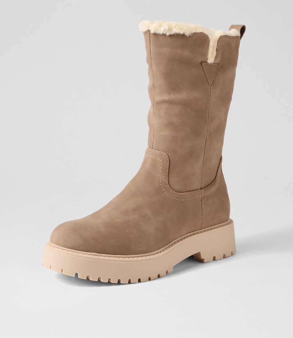 Rakkus Taupe Nubuck Pu Calf Boots
