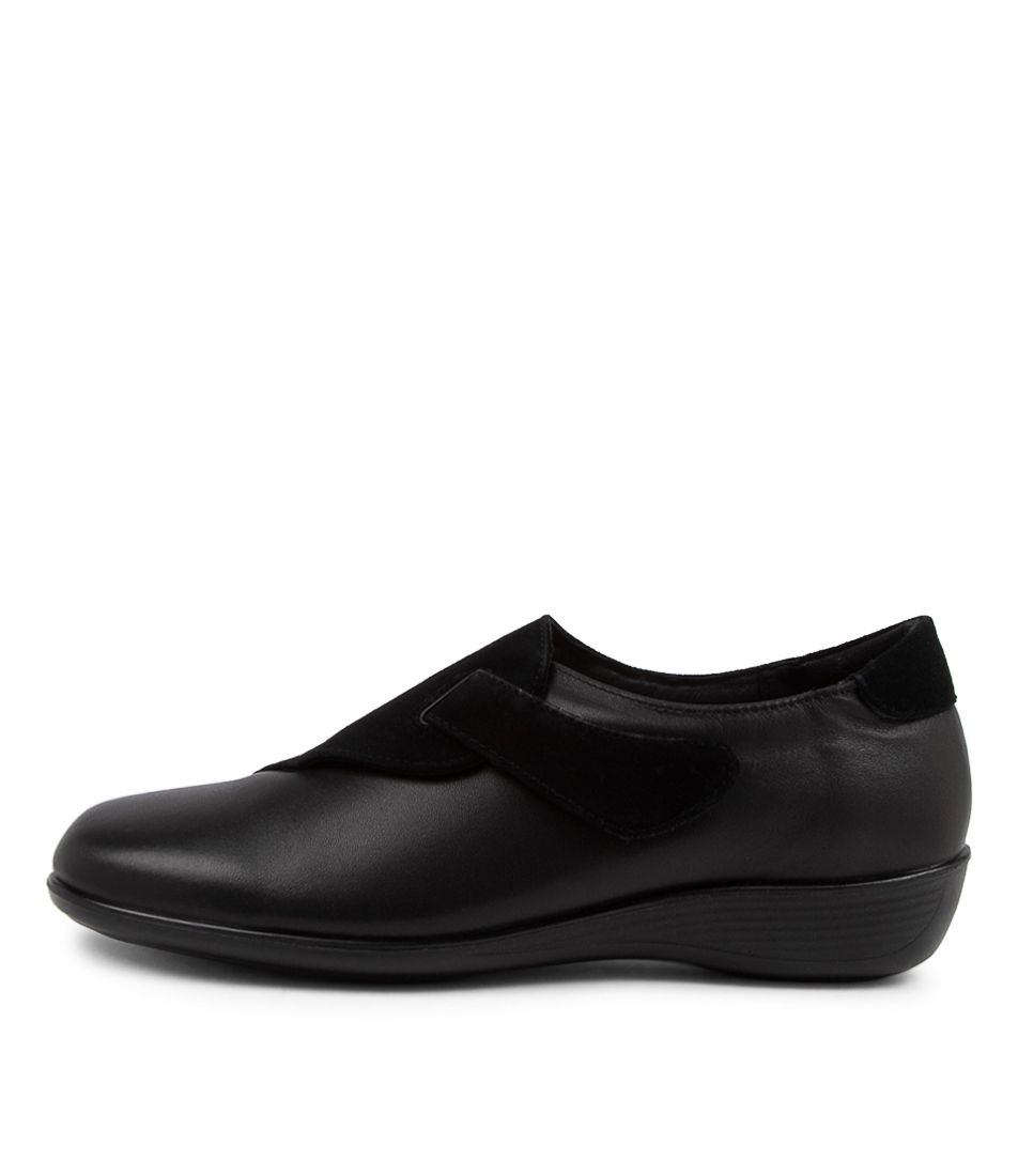 Perspire Black Leather Slip-On Shoes
