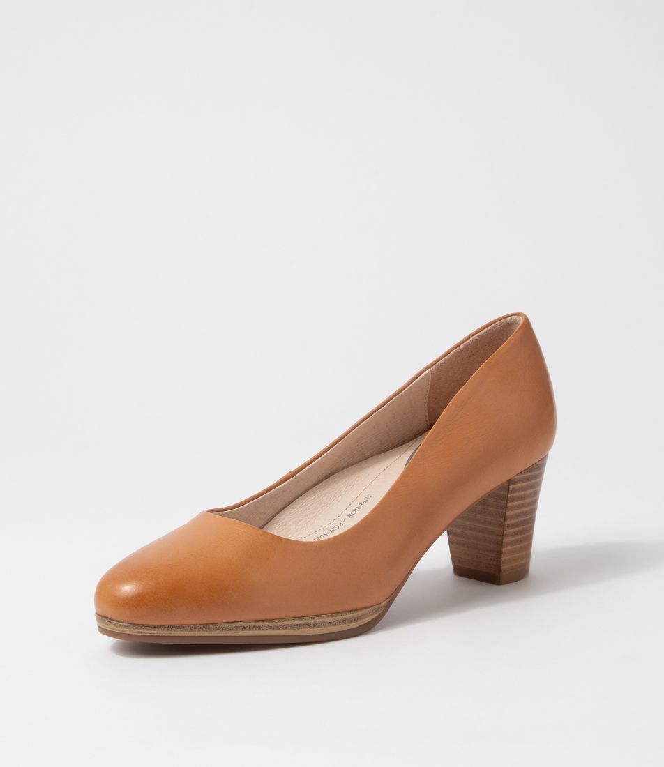 Delishs Dark Tan Leather Heels