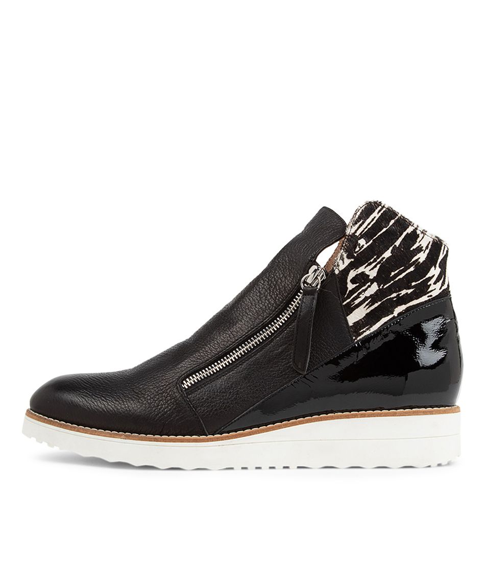 Ossha Black Zebra Multi Ankle Boots