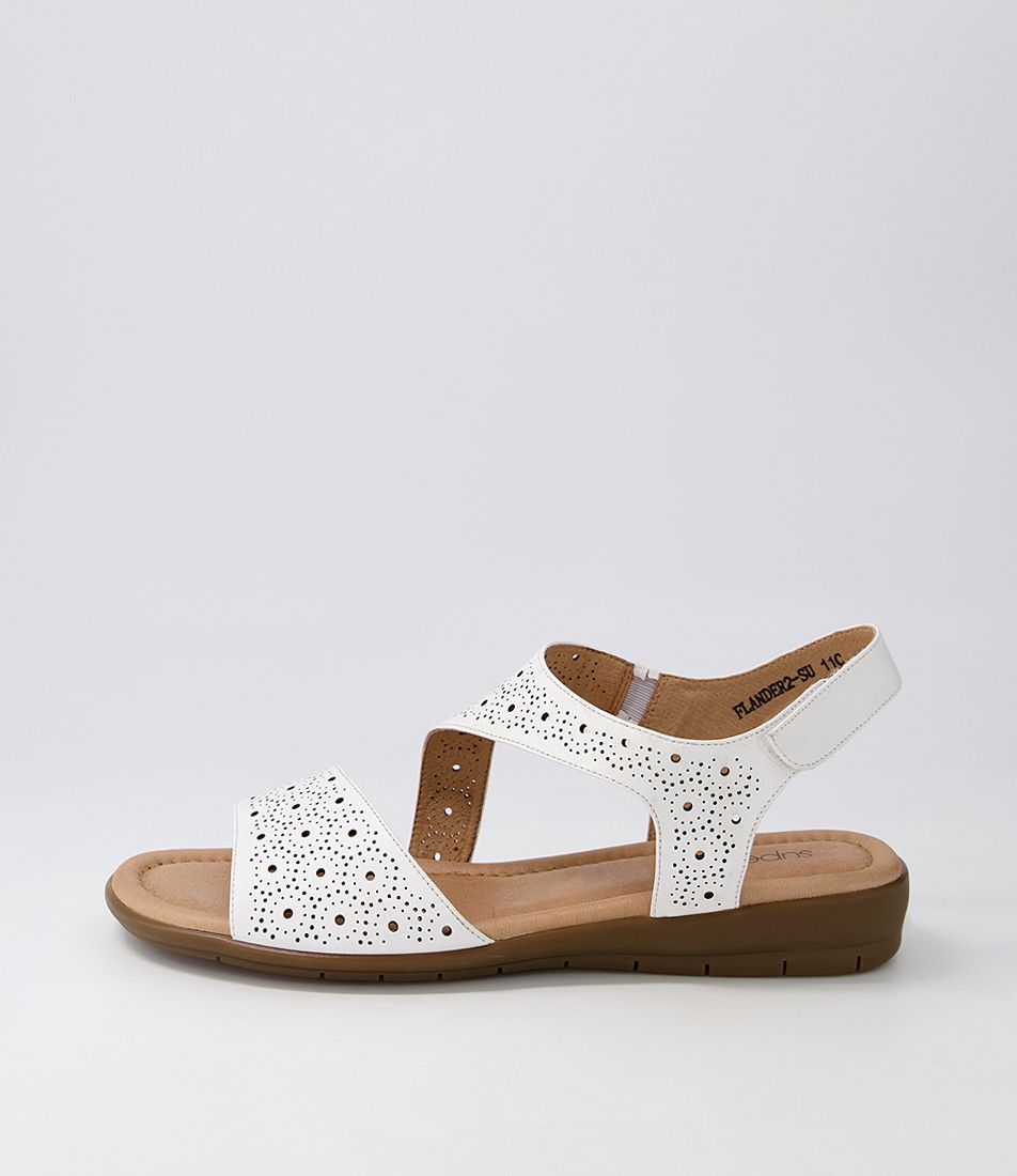 Flander2 White Leather Sandals