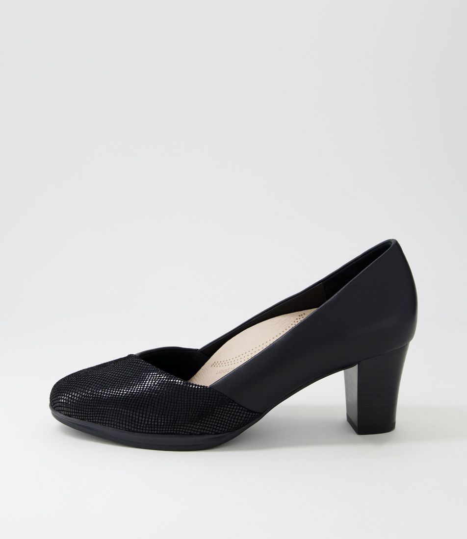 Denzil2 Black Scale Suede Leather Heels