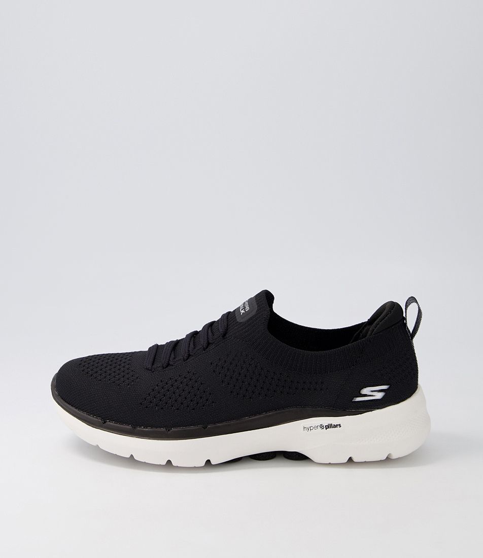 Go Walk 6 Black Textile Sneakers