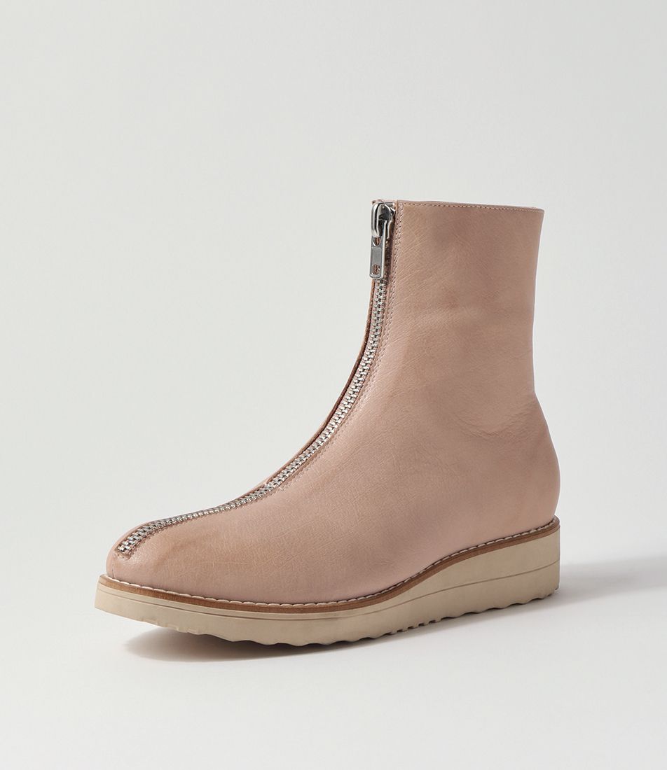 Oseda Cafe Nude Leather Ankle Boots