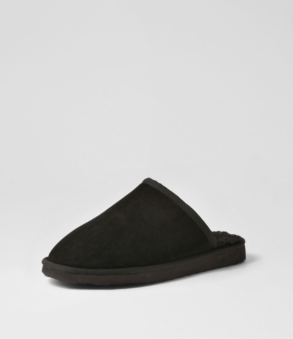 Nero Black Fabric Slippers